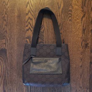 Authentic Gucci GG Brown Canvas Shoulder Bag